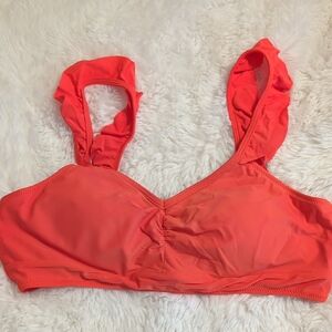 Cupshe Bright Orange Ruffle Strap Bikini Top
